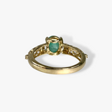 14k Yellow Gold Cabochon Cut Emerald and Diamond Ring Back View